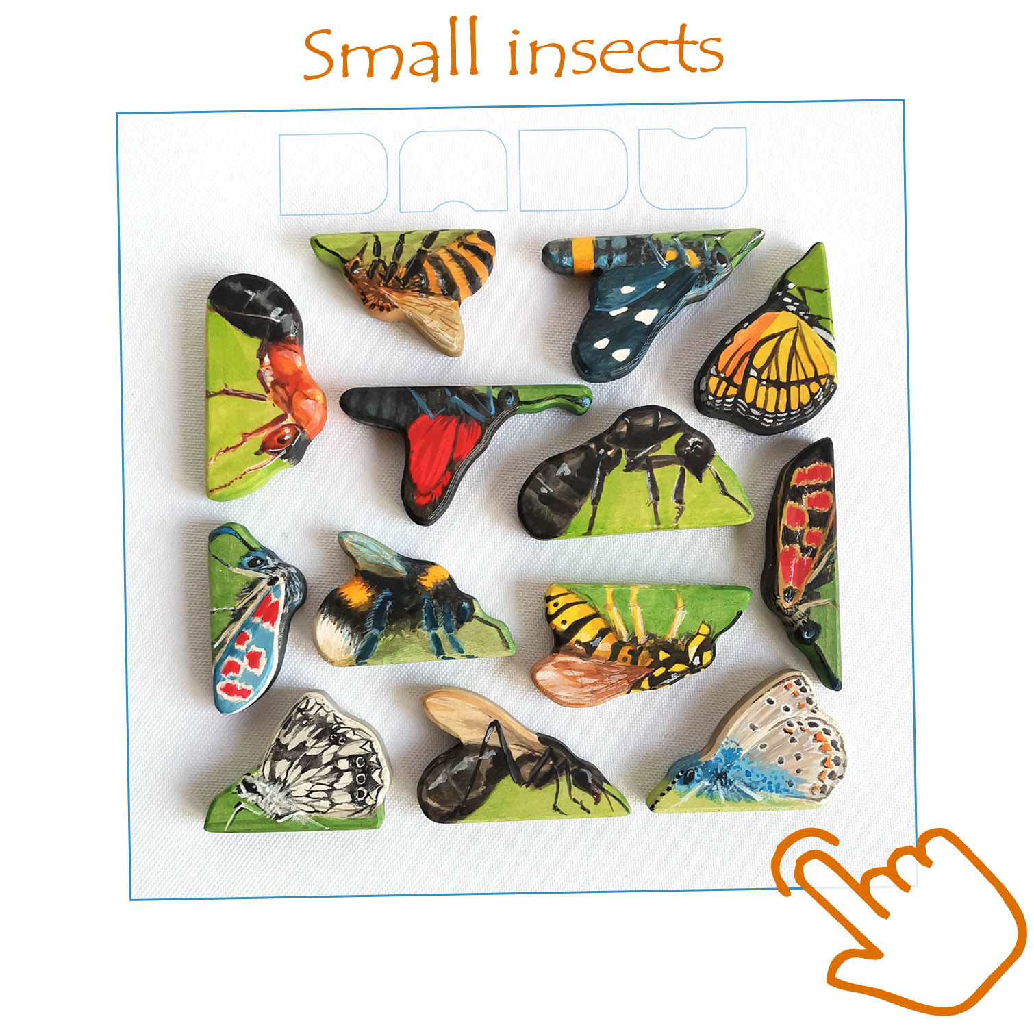 handpainted lifelike wooden insects for role-playing and learning