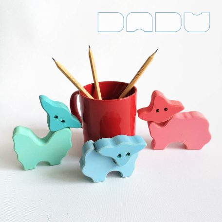 Colored wooden lambs - toy figures