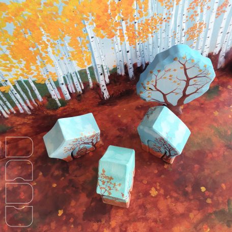 Autumn landscape wooden toy background for role play