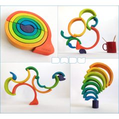 <b>SwirlyDadu</b> - balancing construction toy made of wood