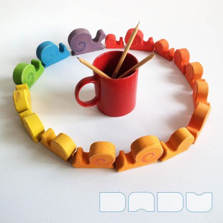 Snails in every color of the rainbow - wooden figures