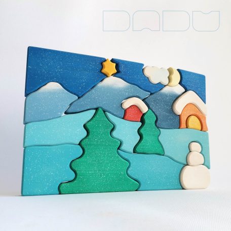 Winter landscape - Advent Calendar wooden tray puzzle