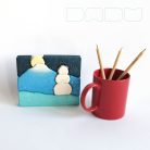 Winter landscape with snowman