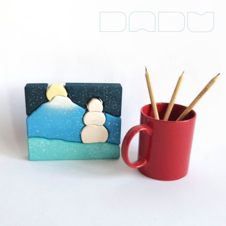 Winter landscape with snowman