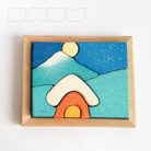 Winter landscape with a snowy hut