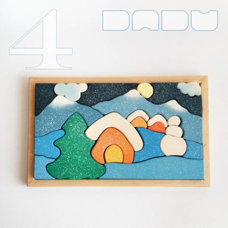 Snowy landscape - Advent Calendar wooden tray puzzle