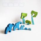 Elephant family below the rainbow