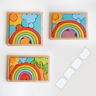 Animals with rainbow - wooden puzzles 