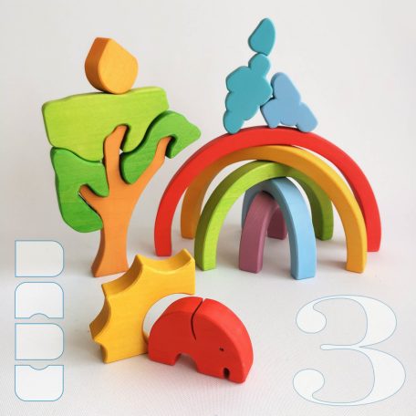 Animals with rainbow - wooden puzzles 