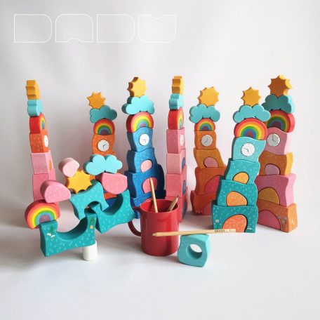 Skyscrapers with Rainbows—Multi Storey Building Toys