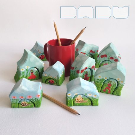 Summer hut—cheerful, unique, handpainted wooden toy house from DaduVillage