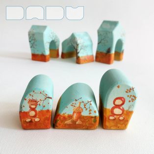 Unique, handcrafted wooden toy house: DaduVillage Autumn Hut