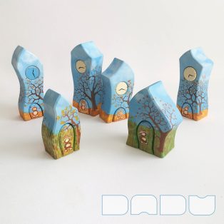 Unique, handcrafted wooden toy house: DaduVillage Autumn Hut