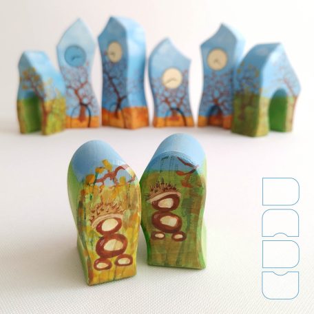 Unique, handcrafted wooden toy house: DaduVillage Autumn Hut