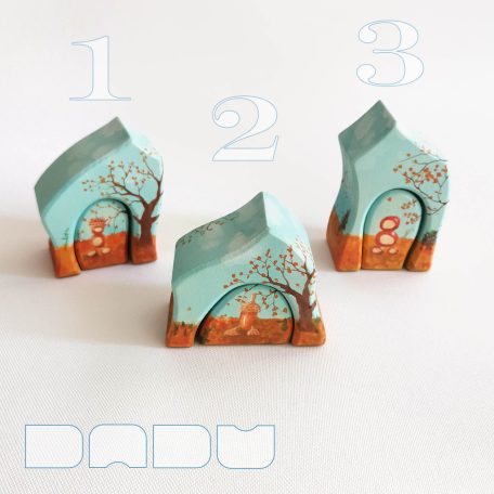 Unique, handcrafted wooden toy house: DaduVillage Autumn Hut