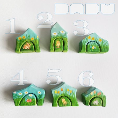 Spring hut—handmade, handpainted, unique wooden toy house for roleplay, seasonal tables and many more fun games :)