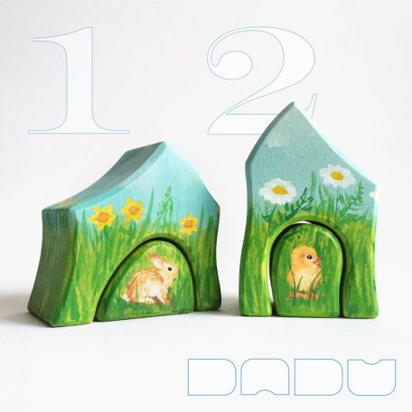 Spring hut—handmade, handpainted, unique wooden toy house for roleplay, seasonal tables and many more fun games :)