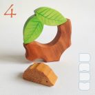 Tree trunk huts with leaf roofs and inhabitants – wooden toy