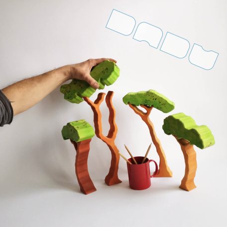Slender trees with removable foliage - skill-building wooden toys