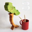 Slender trees with removable foliage - skill-building wooden toys