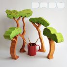 Slender trees with removable foliage - skill-building wooden toys