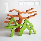 Spravling trees with removable foliages—skill-building wooden toys