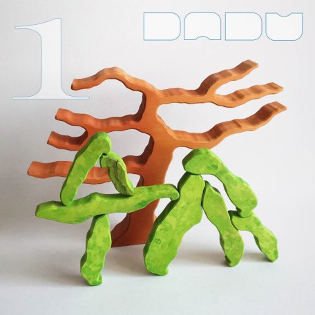 Spravling trees with removable foliages—skill-building wooden toys