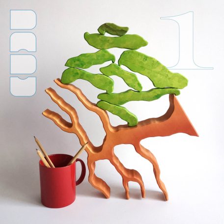 Spravling trees with removable foliages—skill-building wooden toys