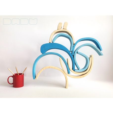 Swirly Dadu with lambs №55—developmental stacking wooden toy 