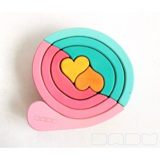 Swirly Dadu with hearts №57—developmental stacking wooden toy 