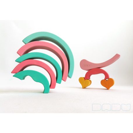 Swirly Dadu with hearts №57—developmental stacking wooden toy 