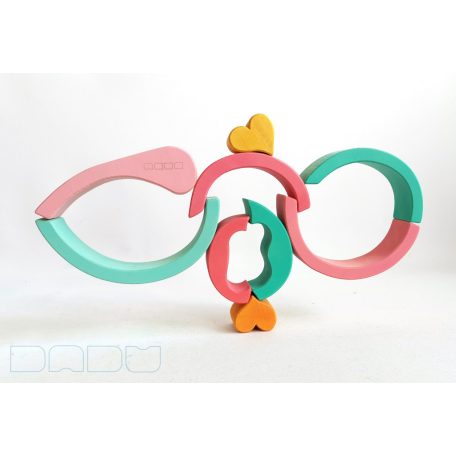Swirly Dadu with hearts №57—developmental stacking wooden toy 