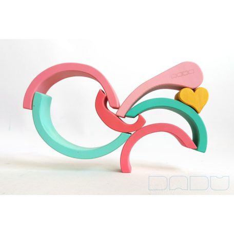 Swirly Dadu with hearts №57—developmental stacking wooden toy 