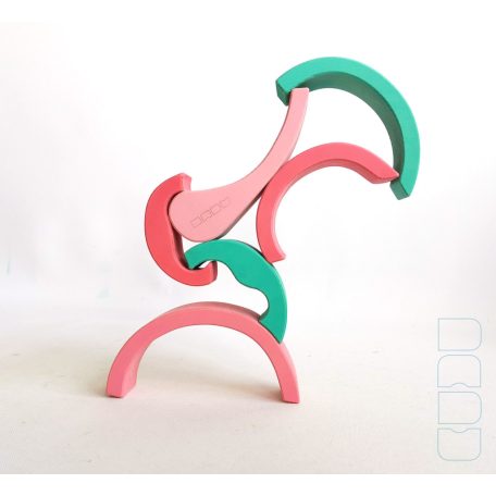 Swirly Dadu with hearts №57—developmental stacking wooden toy 