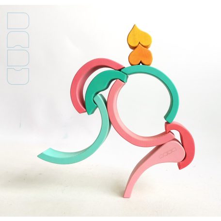 Swirly Dadu with hearts №57—developmental stacking wooden toy 