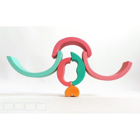 Swirly Dadu with hearts №57—developmental stacking wooden toy 