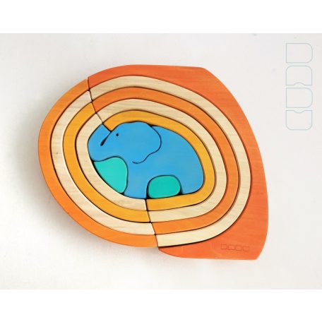 Swirly Dadu with Elephant №59—developmental stacking wooden toy 