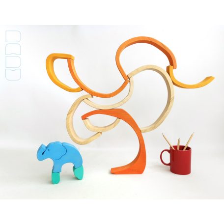 Swirly Dadu with Elephant №59—developmental stacking wooden toy 