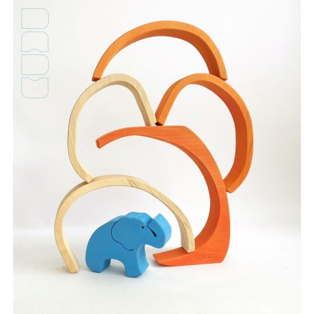 Swirly Dadu with Elephant №59—developmental stacking wooden toy 