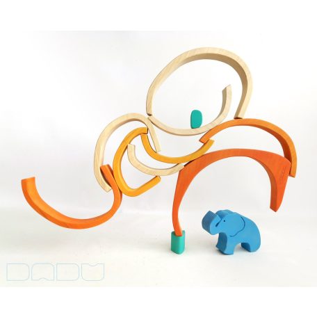 Swirly Dadu with Elephant №59—developmental stacking wooden toy 