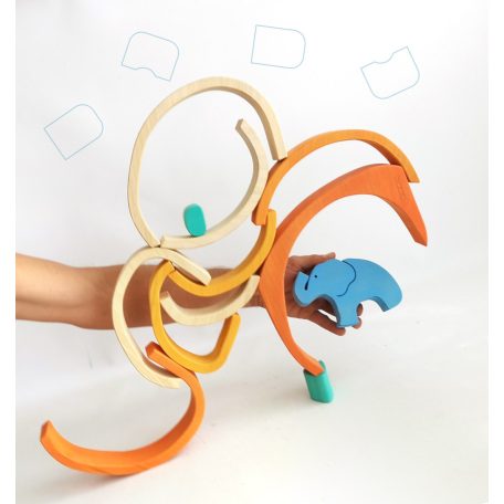 Swirly Dadu with Elephant №59—developmental stacking wooden toy 