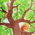 Squirrels on tree  -  wooden toy