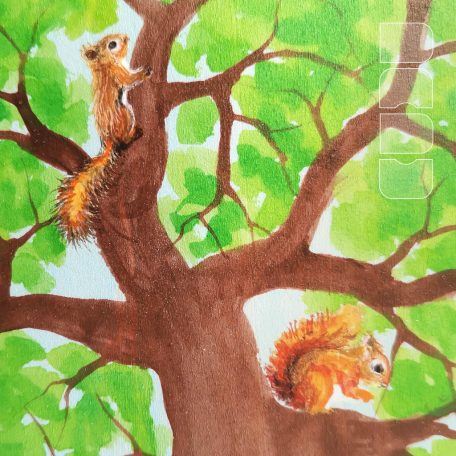 Squirrels on tree  -  wooden toy