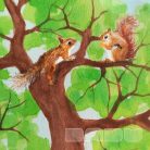 Squirrels on tree  -  wooden toy