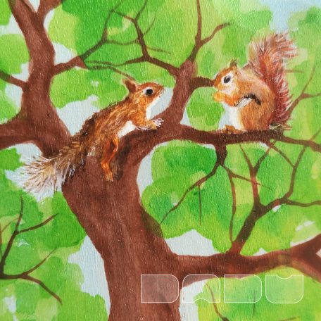 Squirrels on tree  -  wooden toy