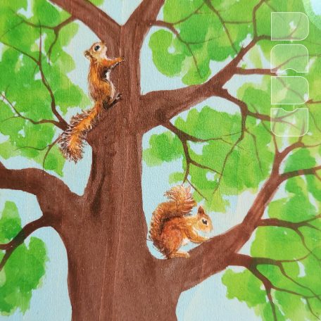 Squirrels on tree  -  wooden toy