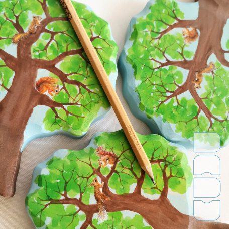 Squirrels on tree  -  wooden toy