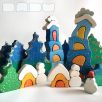 Snowy cottage with pine tree - wooden puzzle for christmas