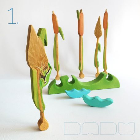 Lakeside DaduGarden with reeds and frog - developmental wooden toy for children 