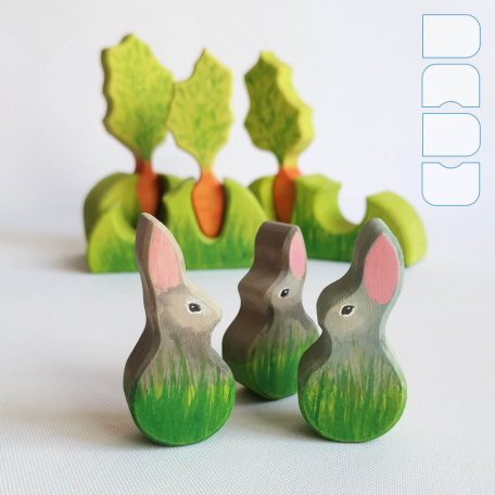 Easter bunny with carrot - wooden garden set